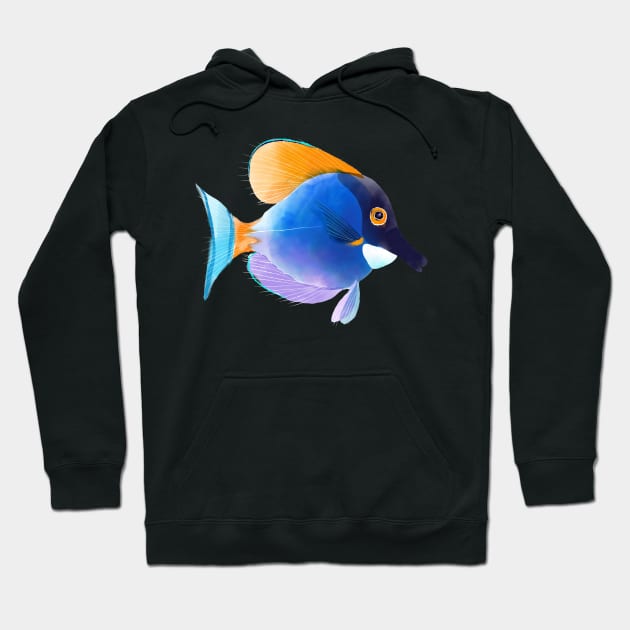 Watercolor of Powdered Blue Tang Hoodie by TrevorIrvin